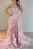 Fabulous Ruffle Lace Thigh-high Slit Formal Gown