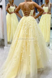 Tulle Appliques A-line Ball Gown Prom Evening Dresses