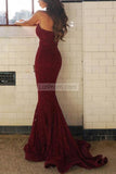 Sexy Burgundy Strapless Sweetheart Lace Evening Formal Dress Dresses
