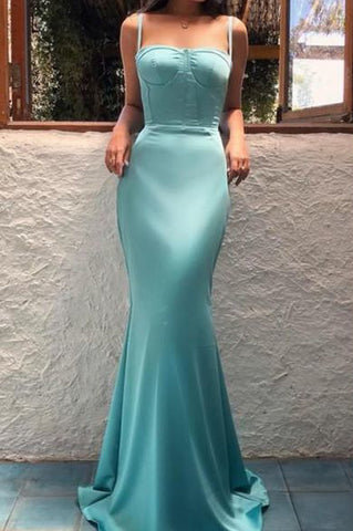 Simple Spaghetti Straps Mermaid Evening Gown Prom Dress