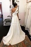 Elegant White A-Line One Shoulder Ruffled Wedding Dress Dresses