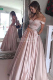 Pearl Pink Rhinestone Off Shoulder Prom Gown Evening Dress Dresses