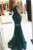 Burgundy Off-The-Shoulder Mermaid Lace Beaded Prom Dress Dresses