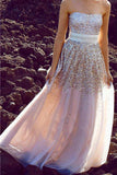 Chic Sparkly Strapless Sequined A-line Princess Long Dress