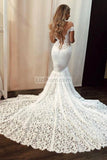 Popular Sexy White Lace Off Shoulder Mermaid Long Wedding Dress Dresses