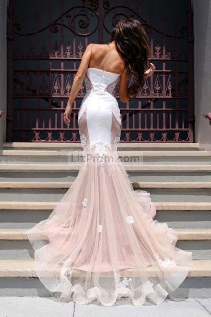 Chic Mermaid Sweetheart Strapless Applique Prom Wedding Dress Dresses