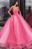 Simple Pink Sweetheart Strapless Wedding Dress Ball Gown