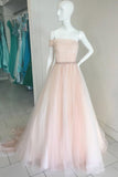 Elegant Off Shoulder Strapless A-line Rhinestone Princess Evening Dress