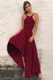 Burgundy High Low Backless Sleeveless Formal Party Evening Dress Dresses