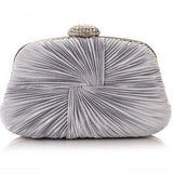 Silver Cheap Ruffled Handbags For Wedding & Prom
