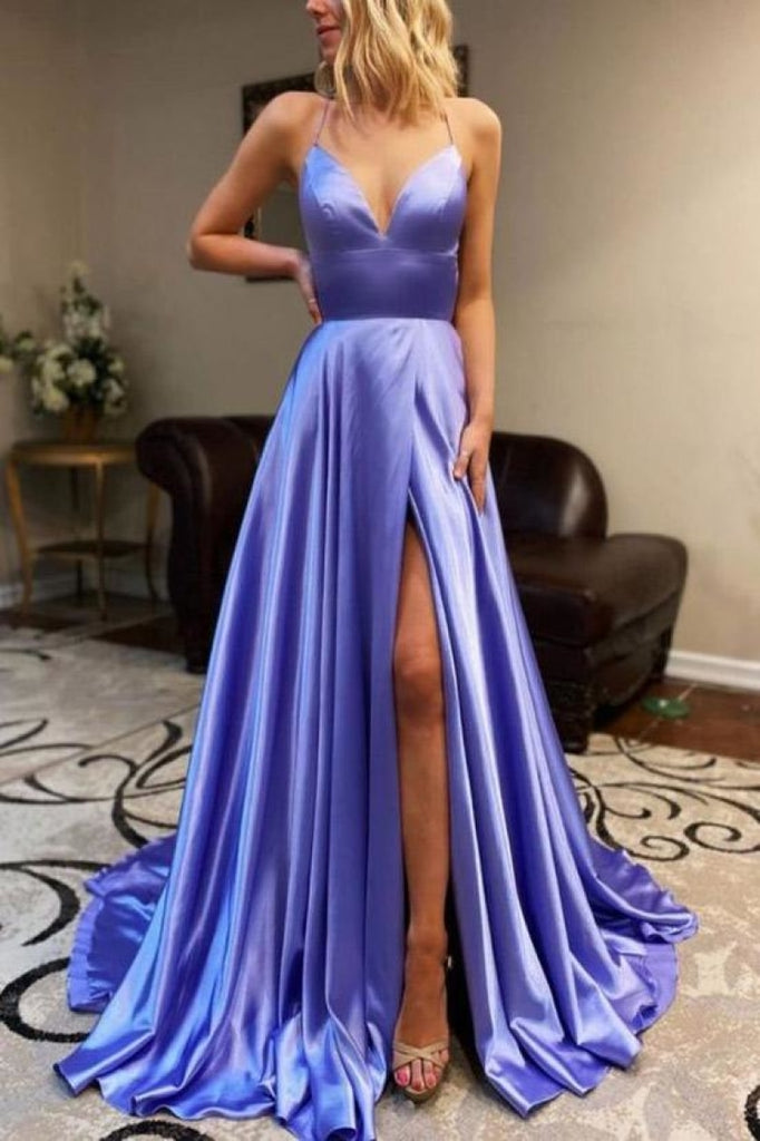 A-line Ruffled Thigh High Split Prom Dress