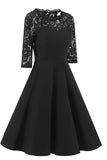 Chic Black A-line Lace Homecoming Dress With Sleeves