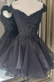 Black Sparkly Off-shoulder Party Homecoming Dress
