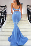 Blue Mermaid Halter Two Piece Prom Evening Dress Dresses