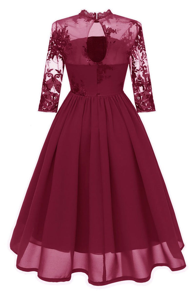 Burgundy Cut Out A-line Homecoming Dress With Appliques