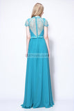 Cap Sleeves Lace A-line Beaded Bridesmaid Dress