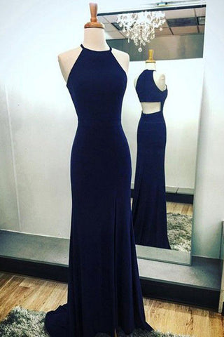 Chic Cut Out Navy Blue Evening Prom Dress.