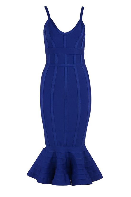 Chic Blue Mermaid Party Cocktail Bandage Dress