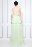 Mint Strapless Ruffled Long Bridesmaid Prom Dress