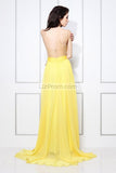 Yellow Strapless A-line Bridesmaid Formal Dress