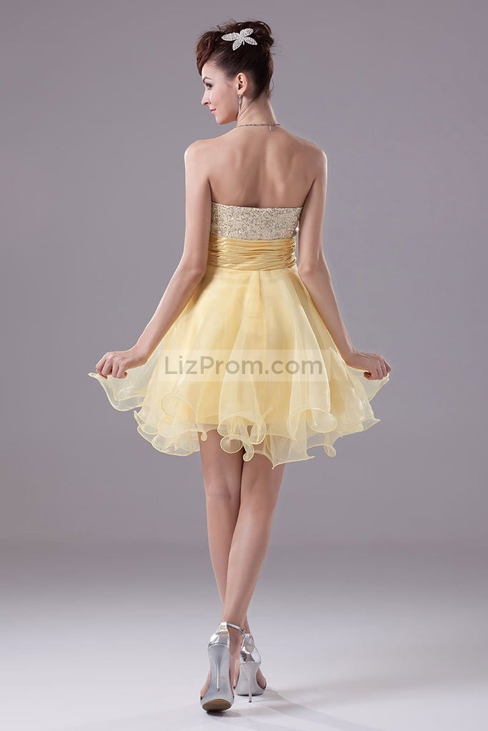 Daffodil Strapless Sequined Baby Doll Cocktail Dress.