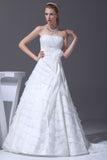 Gorgeous White A-line Sleeveless Wedding Dress With Ribbon