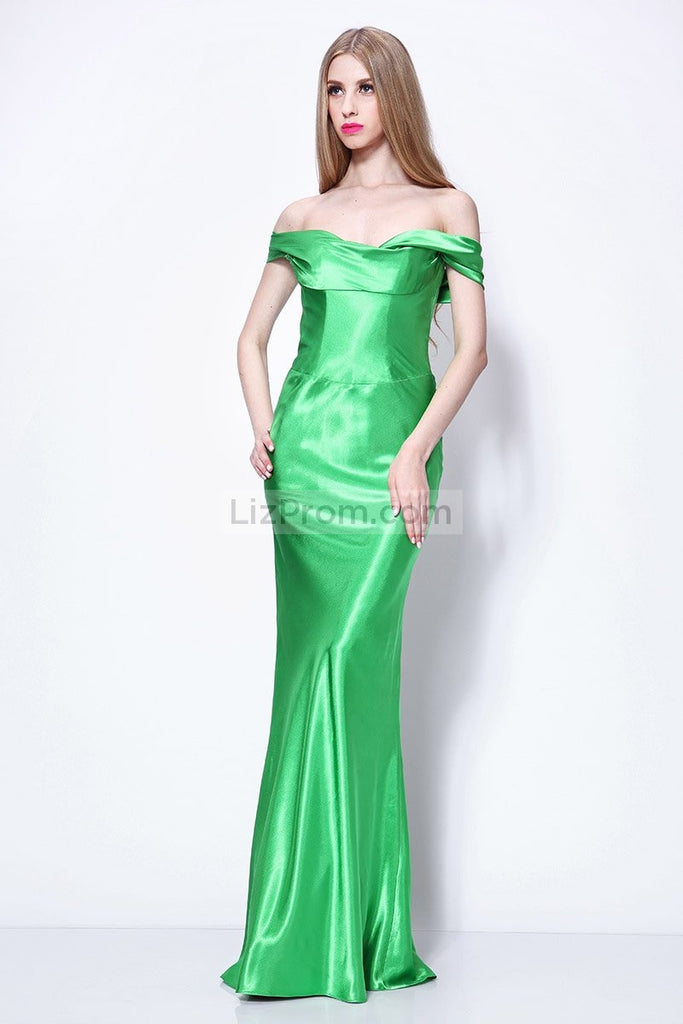 Green Off-the-Shoulder Mermaid Floor Length Prom Dress