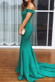 Hunter Mermaid Off-the-Shoulder Long Evening Gown Prom Dress.