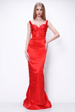 Red Sleeveless Sheath Prom Formal Dress