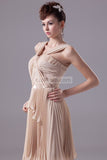 Knee Length Champagne Chiffon Cocktail Party Dress