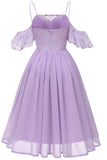 Lavender Off-the-shoulder A-line Prom Dress