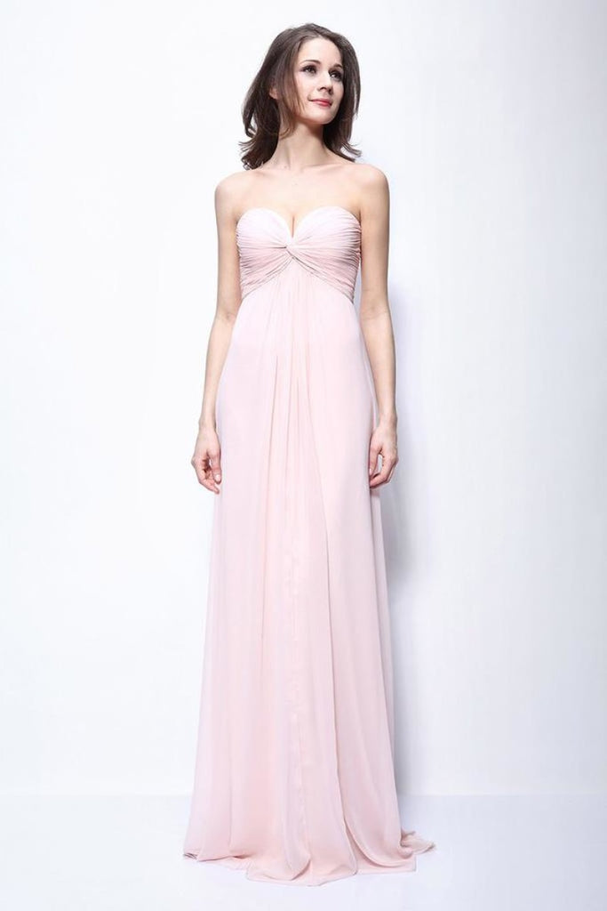 Chic Pearl Pink Strapless Ruffled Bridesmaid Prom Dress