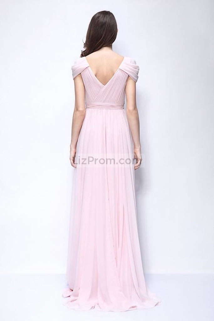 Pink High Low Cap Sleeves Prom Homecoming Dress