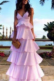 Pink V-Neck Backless A-Line Fluffy Sweet Princess Prom Dress Dresses