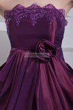 Purple Ruffle Strapless Sexy Applique Mini Dress