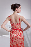 Red Backless Applique Cocktail Dress