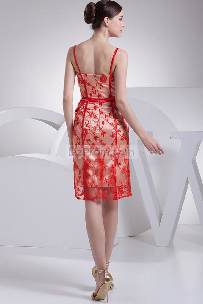 Red Backless Applique Cocktail Dress
