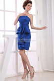 Royal Blue Ruffled Strapless Short Prom Dress