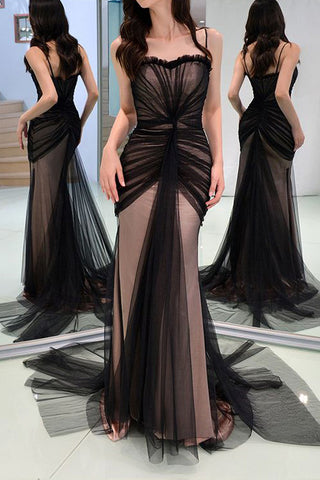 Sexy Black Tulle Sweetheart Mermaid Formal Dress Evening Gown