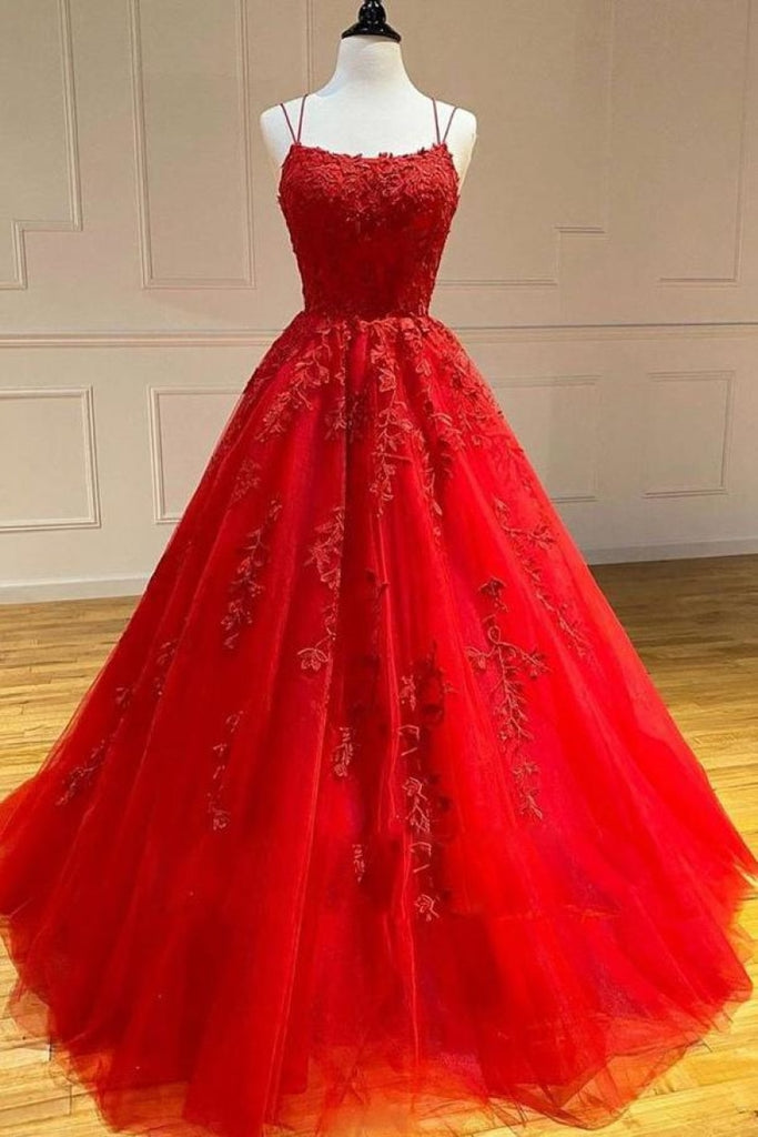 Tulle Appliques A-line Ball Gown Prom Wedding Dresses