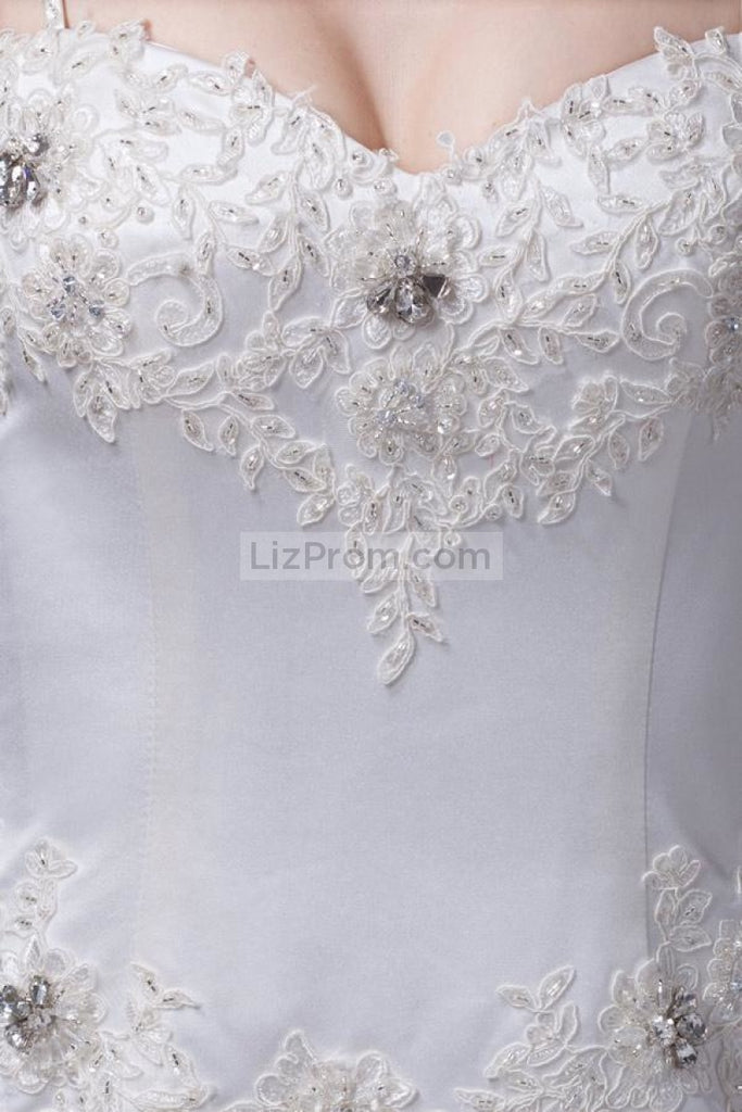 White Sparkly Spaghetti Straps Mermaid Wedding Dress Beaded Bridesmaid Dress