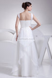 White A-line Beading Chiffon Floor Length Prom Dress