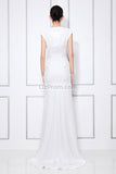 White Column Deep V-neck Formal Prom Dress