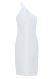 White One Shoulder Cut Out Cocktail Dress